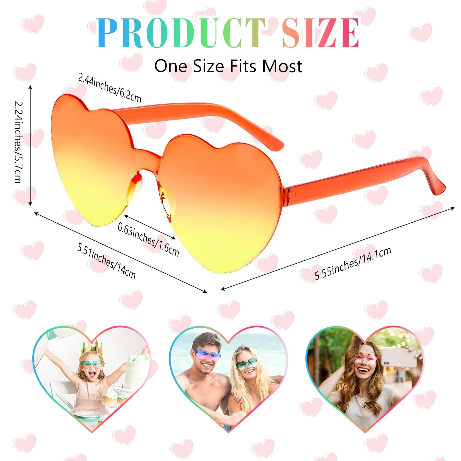 Сонцезахисні окуляри Серце Bouiexye Без оправи Форма серця Прозорі (30), фото №2