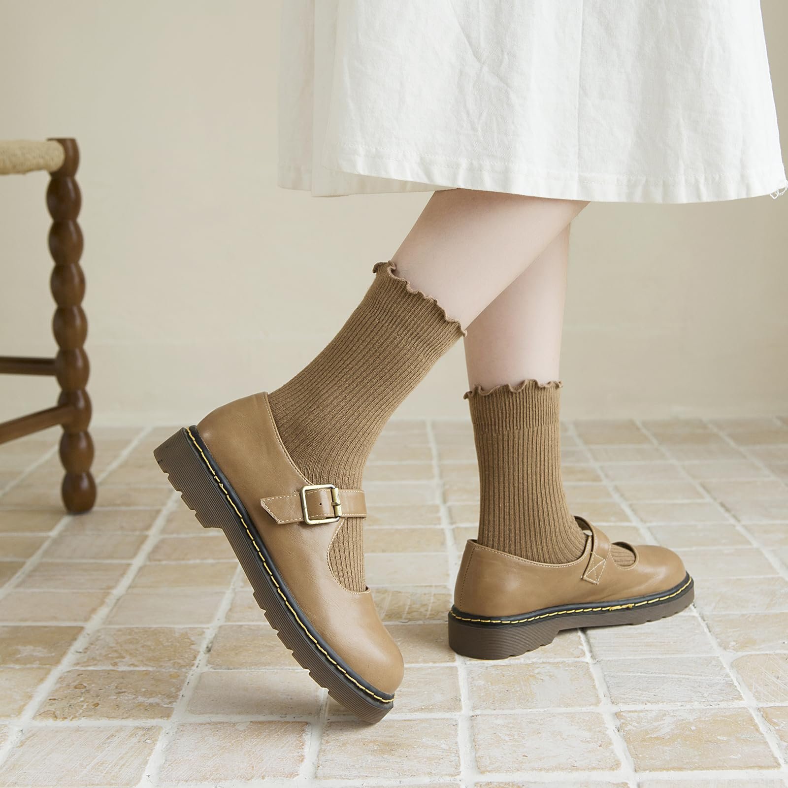 Носки с рюшами Yawlsow Хлопковые носки с рюшами 6 пар, фото №6