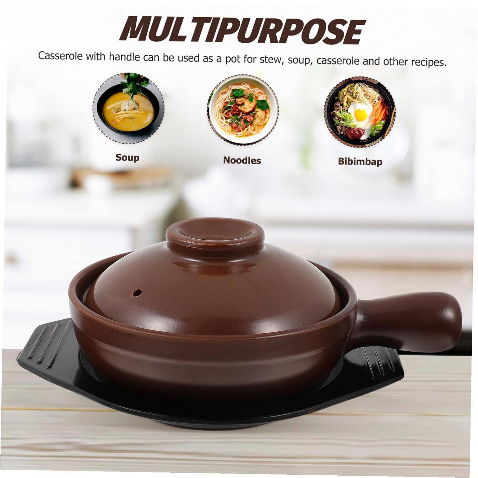 Кастрюля TOYANDONA керамическая термостойкая эргономичной формы с подносом, фото №7