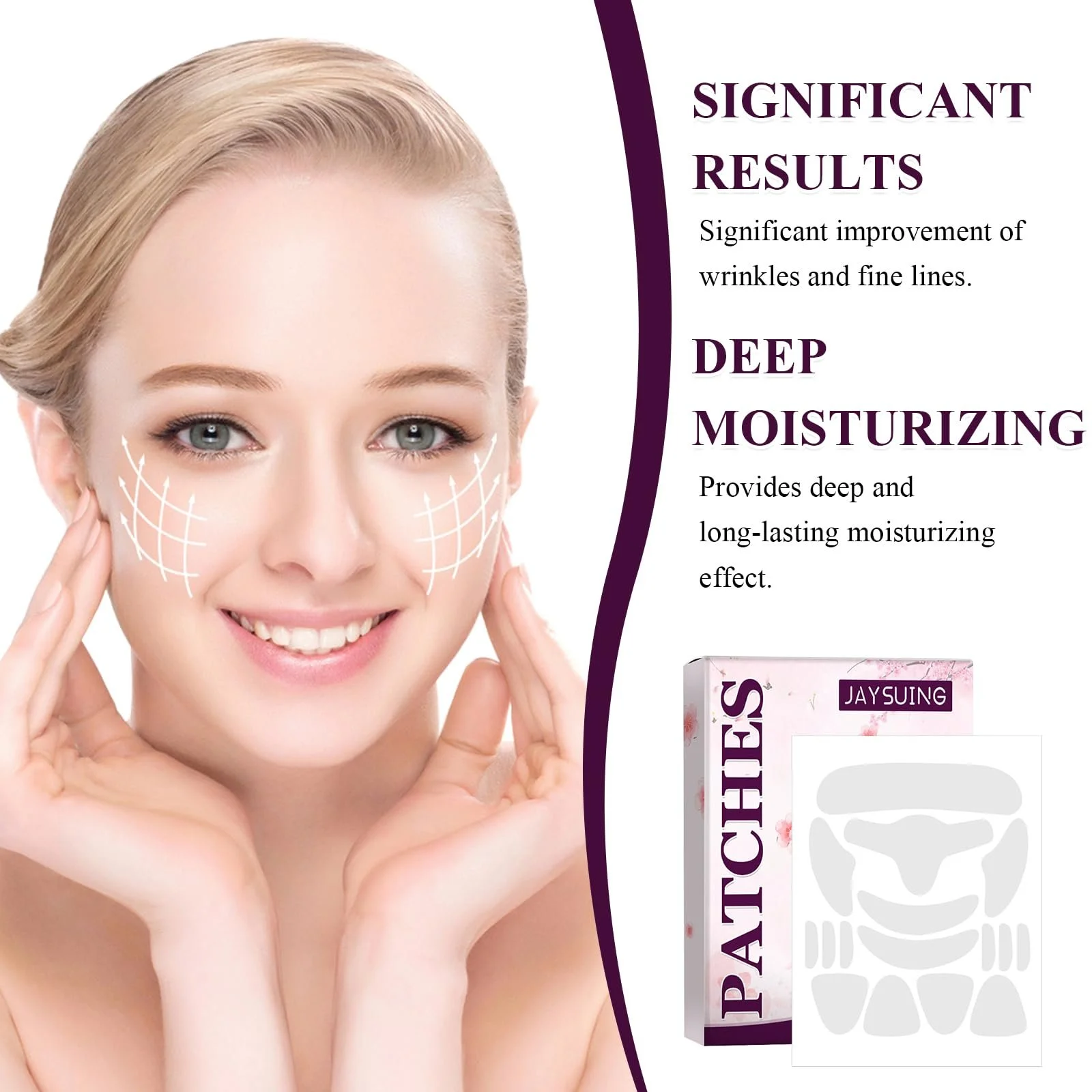 Пластирі від зморшок (1 коробка) для обличчя багаторазові для розгладження грудей шиї чола очей рота, фото №4