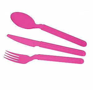 Набор столовых приборов GioStyle Trippy 3 предмета, пластик, 19 см, фуксия - Фото 1