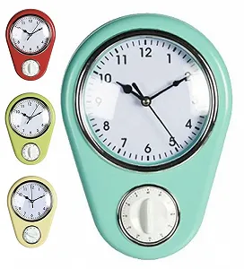 Купить Настенные часы с таймером 50s Retro Vintage Kitchen Style Кухонные - Фото 1 Настенные часы с таймером 50s Retro Vintage Kitchen Style Кухонные - Фото 1