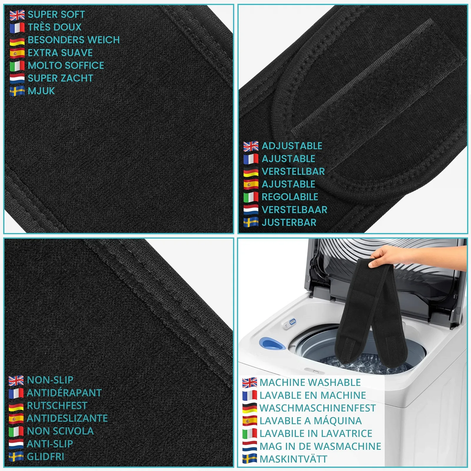 Пов'язка на голову Чорна для спа, паковання з 10 штук, фото №4