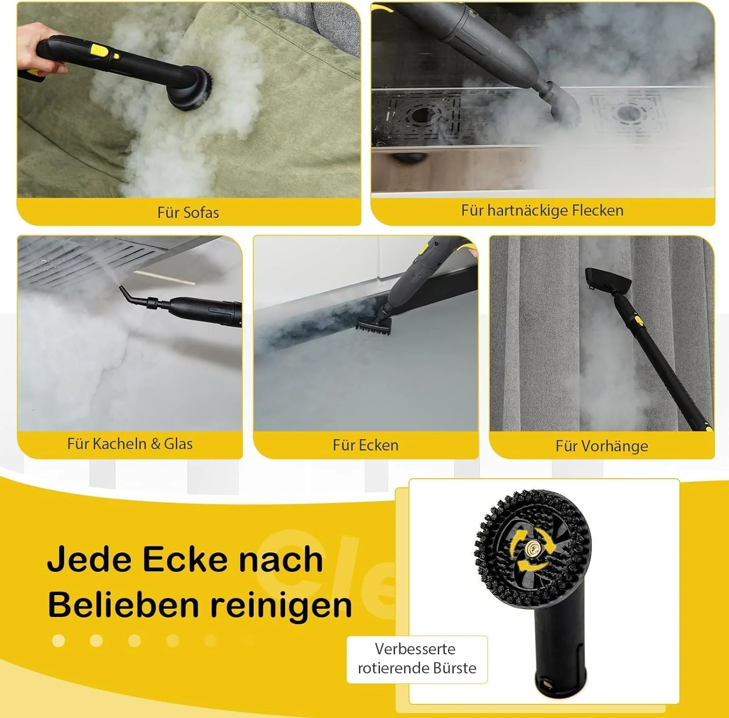 Пароочисник RELAX4LIFE 2000 Вт 5 бар 1,8 л Yellow, фото №3