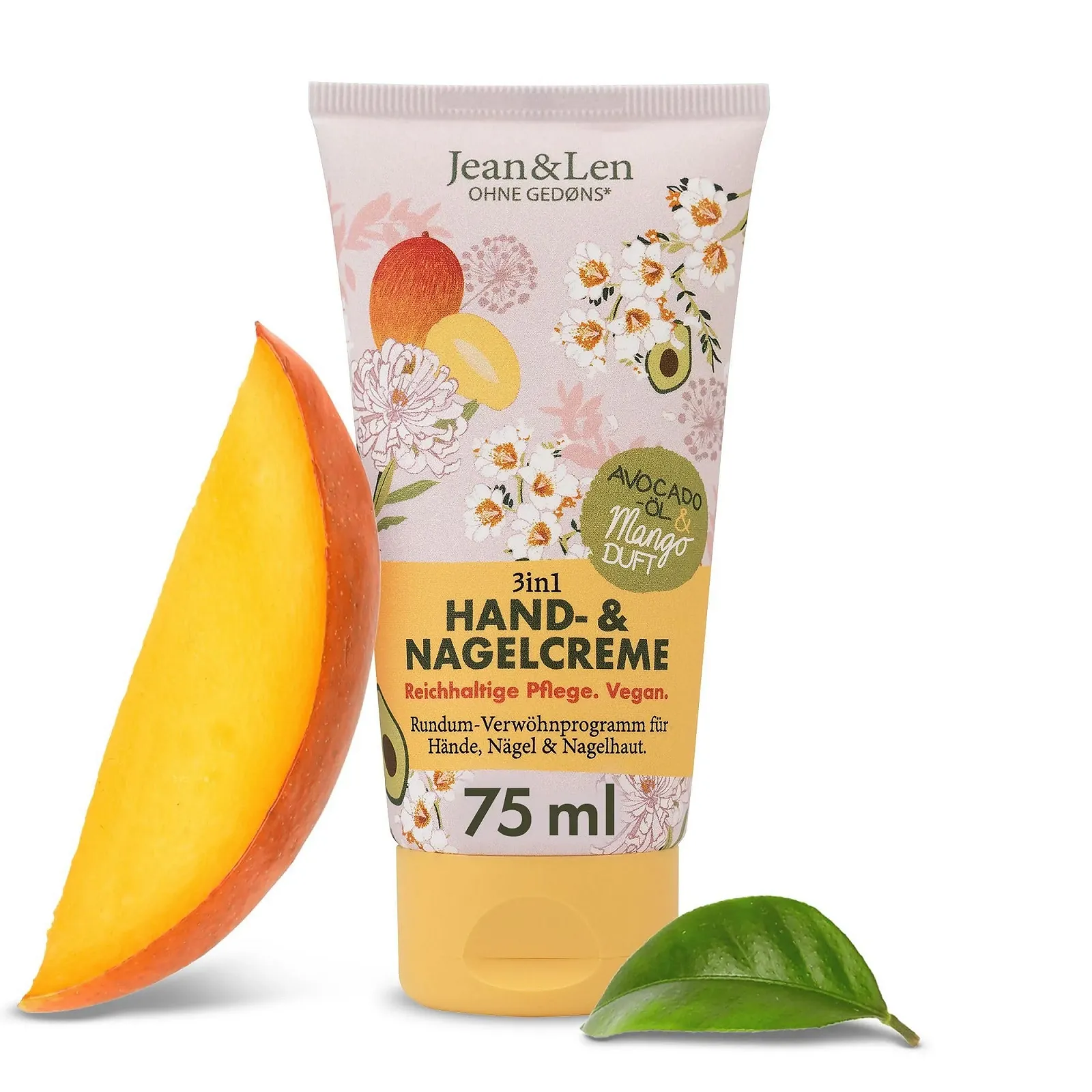 Крем для рук та нігтів Jean & Len Mango & Avocado з олією ши та какао, 75 мл, фото №1 Крем для рук та нігтів Jean & Len Mango & Avocado з олією ши та какао, 75 мл, фото №1