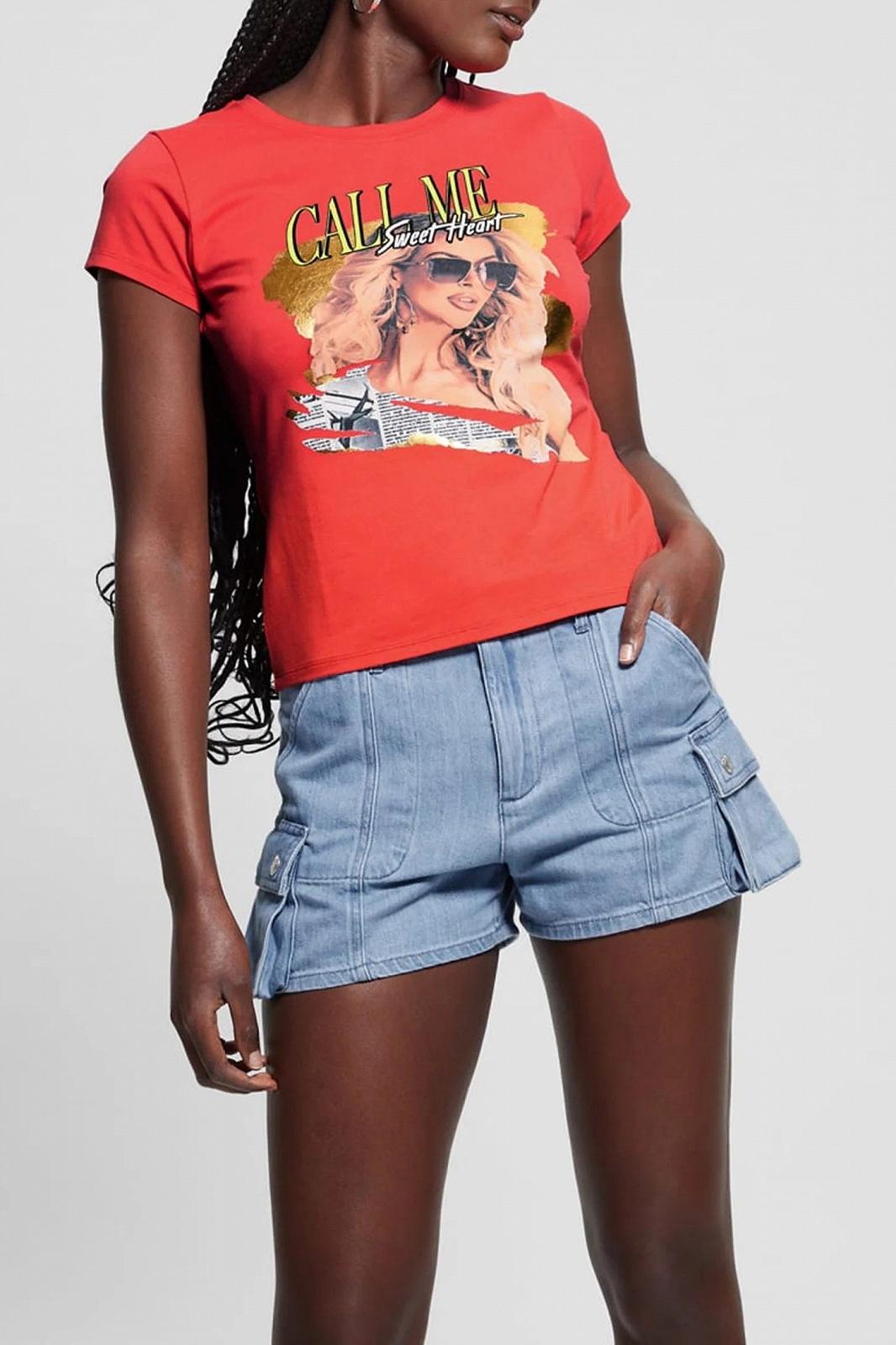 Жіноча футболка Guess Jeans, Червона, S, фото №1