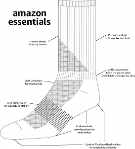 Женские носки Amazon Essentials Хлопковые рабочие носки, 4 пары synthetic.ua - Фото 1