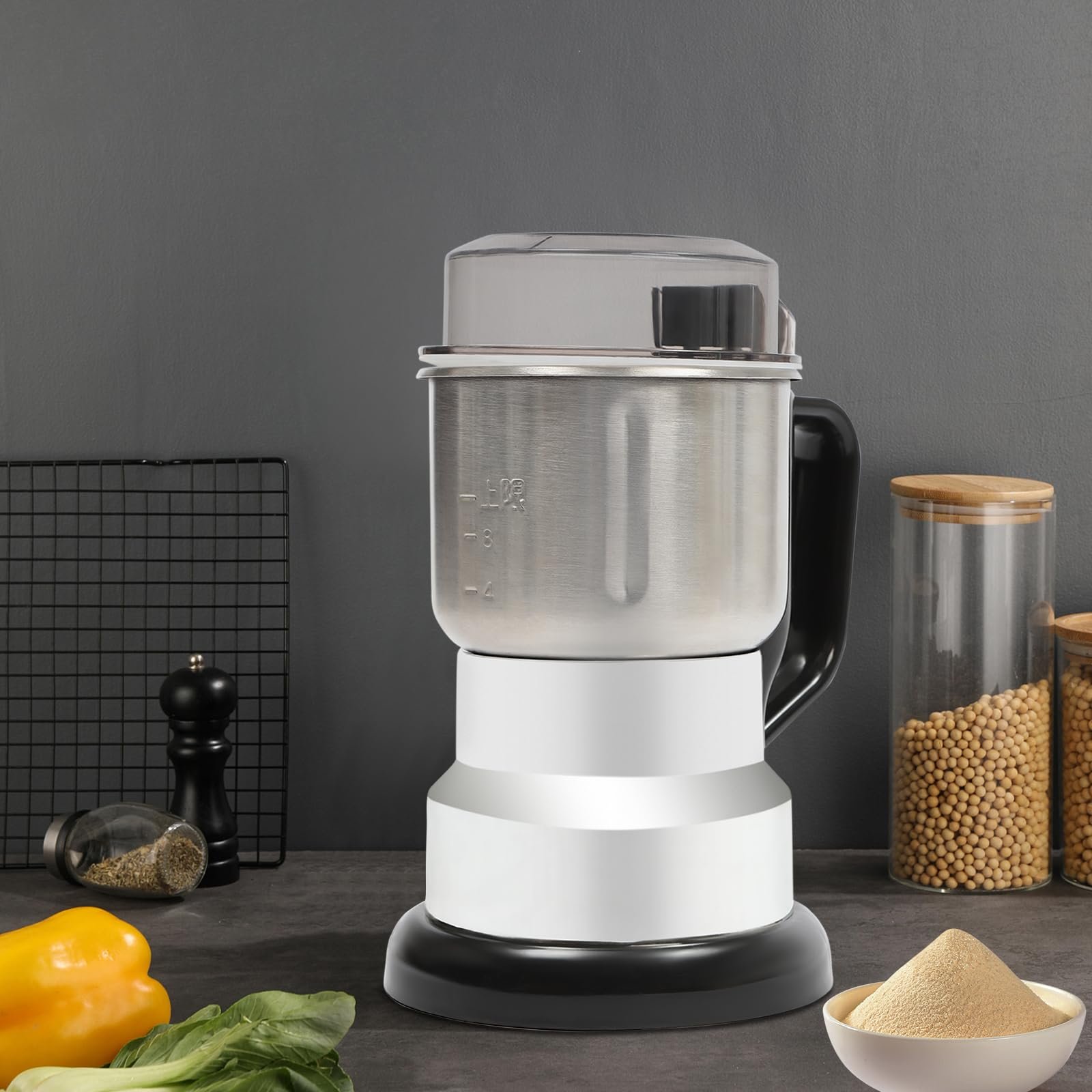 Кофемолка из нержавеющей стали с прозрачной крышкой 500 мл, фото №4