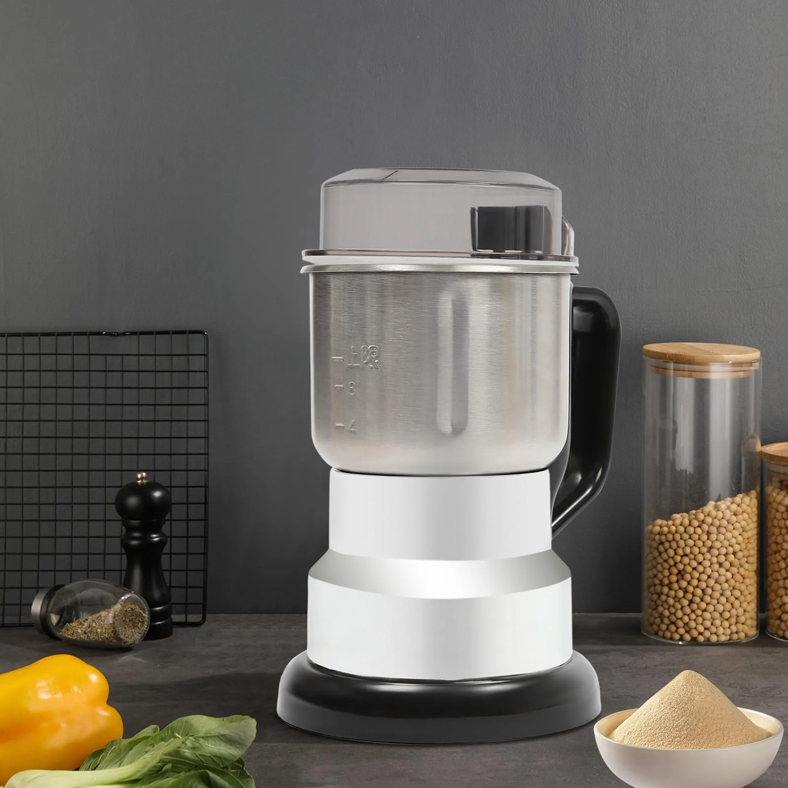 Кофемолка из нержавеющей стали с прозрачной крышкой 500 мл, фото №4
