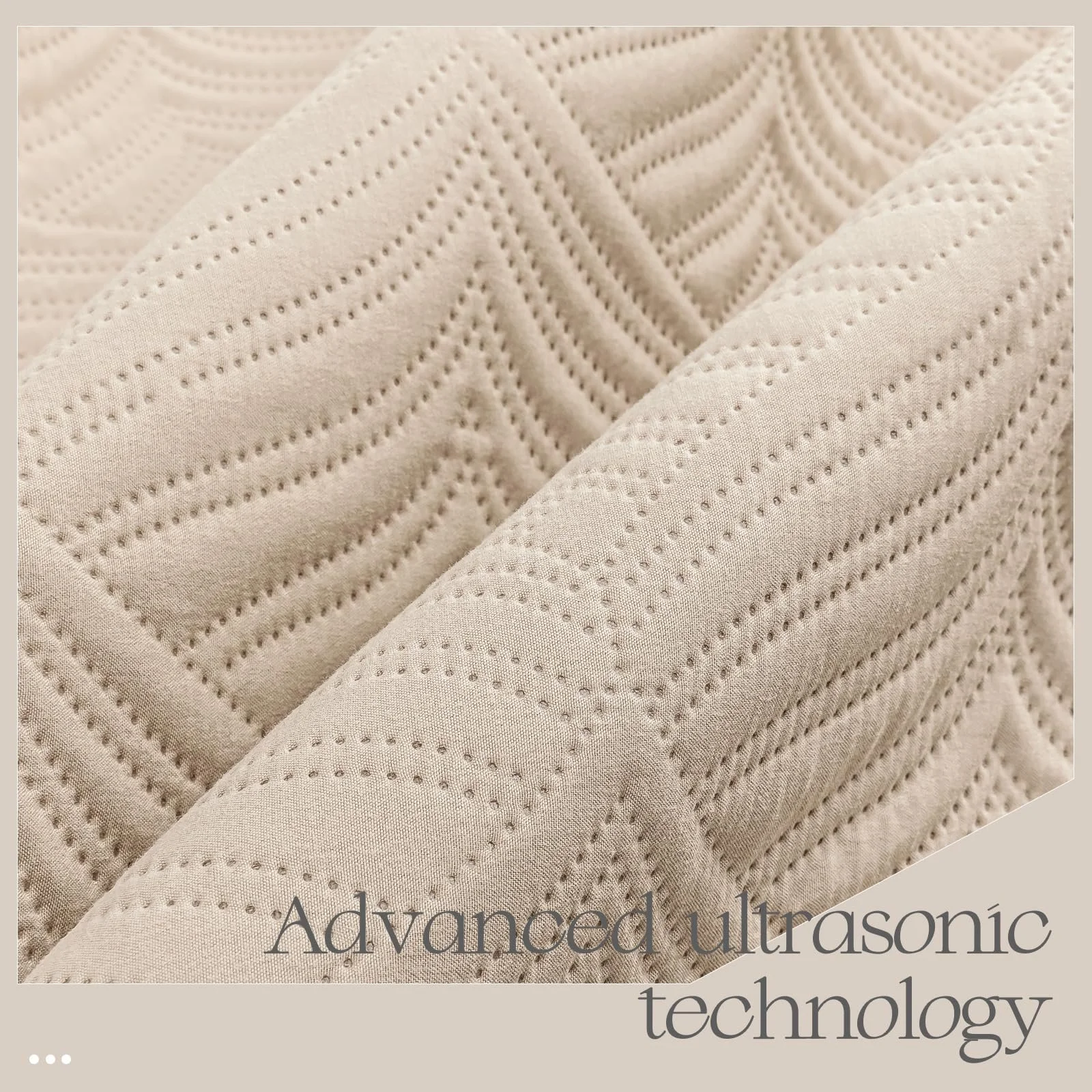 Покрывало Whale Flotilla Modern 220 x 240 см, покрывало на кровать с 2 наволочками, микрофибровое покрывало с тиснением, легкое и мягкое постельное белье на 4 сезона, бежевый, фото №4