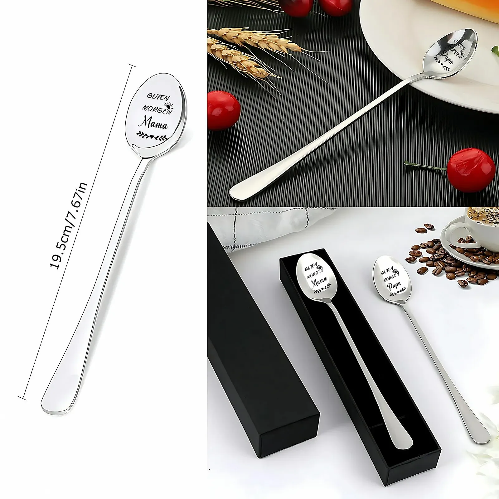 Ложка Кавова з гравіюванням Good Morning Mum and Dad, 2 шт., фото №5