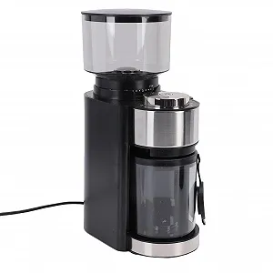 Электрическая кофемолка Asixxsix с коническими жерновами и контейнером для зерен, регулируемые параметры помола, для домашнего офиса (EU-Stecker 220 V) - Фото 1