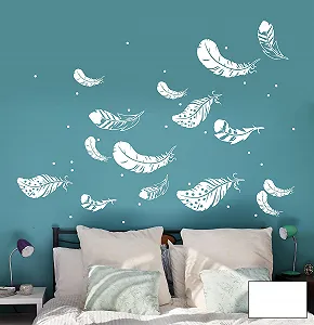 Наклейка на стіну M1591 Пір'я та крапки Біла Розмір L - Фото 1