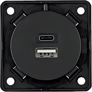 Зарядная розетка USB Berker 230 В 2-контактная 3A переменного тока USB Type-A и USB Type-C - Фото 1