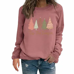 Женский свитшот Рождественский 2025 Милый Зимний Верх Повседневный Топ Женский Милый Индейка Осенний День Благодарения С принтом Свитшот Рождественский Свитшот для Женщин - Фото 1