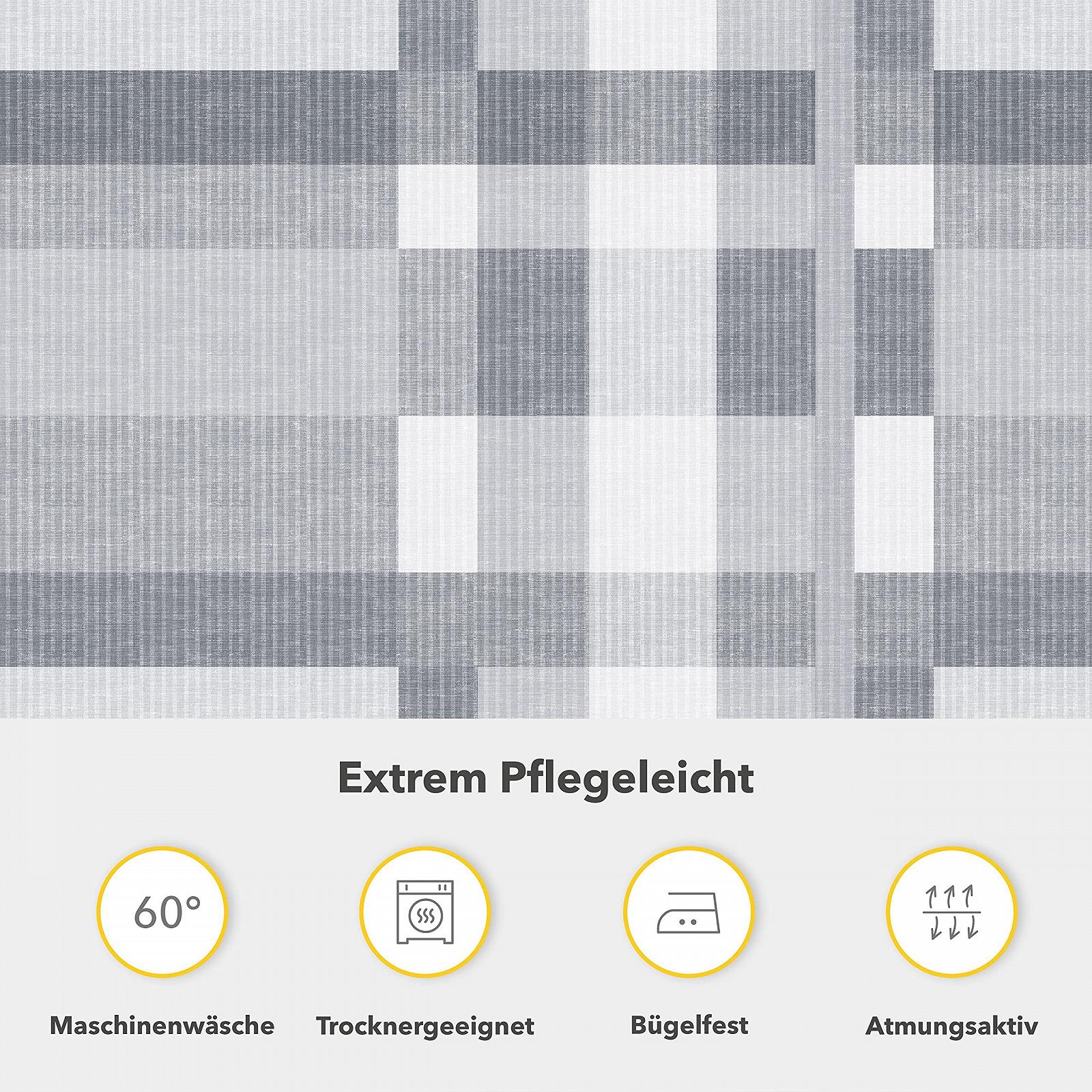 Постільна білизна Träumschön Premium 135 x 200 cm + 80 x 80 cm - У клітинку Сірий, фото №5