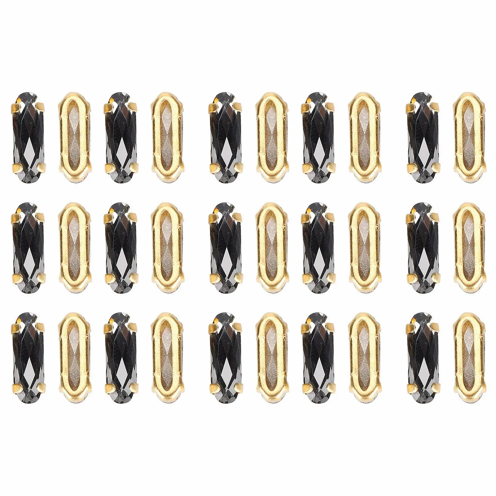 Стрази Овальні Emoshayoga Чорні, 30 шт, фото №1