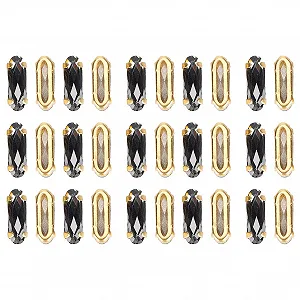 Стрази Овальні Emoshayoga Чорні, 30 шт - Фото 1