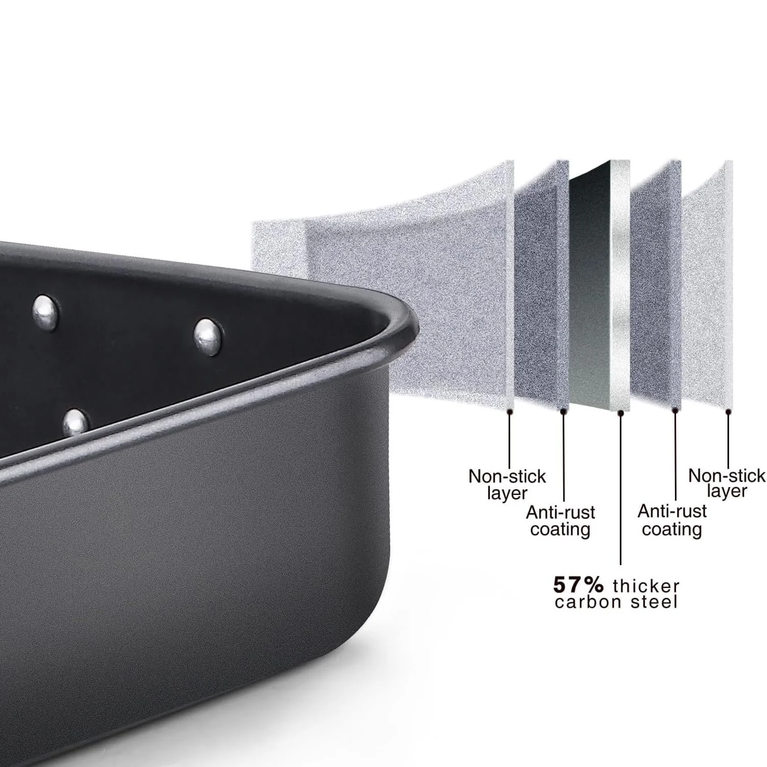 Форма для запікання MGE Сталева з антипригарним покриттям 39 x 29 см, фото №3