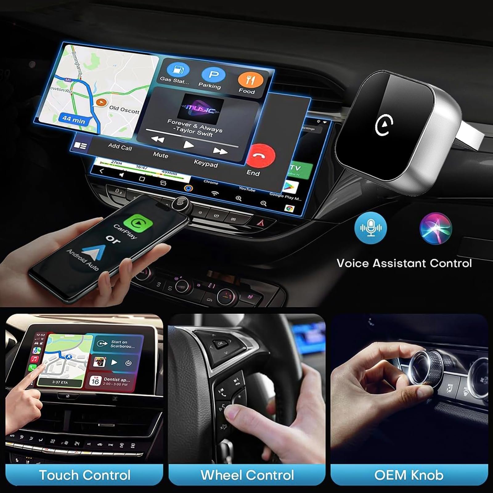 Беспроводной адаптер CarPlay 2-в-1 Беспроводной адаптер CarPlay и Android для автомобиля Модернизированный беспроводной адаптер Carplay 2025 года Беспроводной CarPlay для автомобилей с 2016+ для iOS 10+/Android 11, фото №5