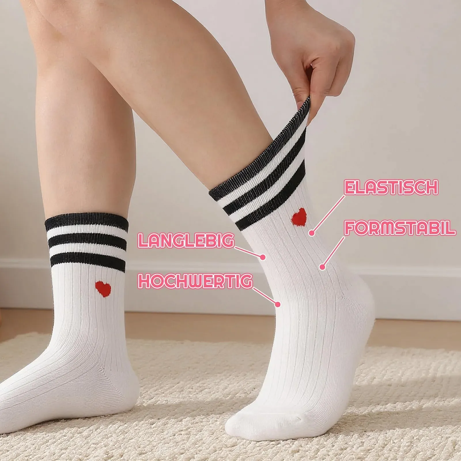 Шкарпетки Тенісні Жіночі Смугасті Серце 6 пар Розмір 37-42, фото №4