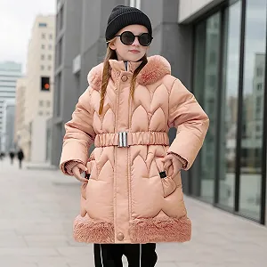 Зимняя куртка для девочек Sfwqoifou, теплая детская с меховым капюшоном, зимнее пальто, уличная куртка, зимняя парка, детские куртки на подкладке, ветрозащитная стеганая куртка, утепленная куртка с длинными рукавами synthetic.ua - Фото 1