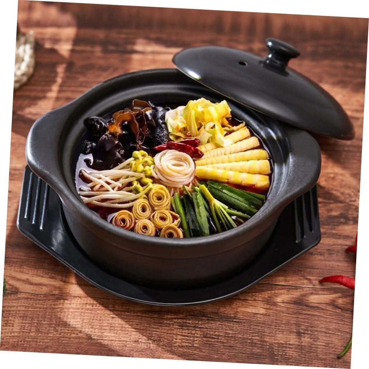 Жаровня Toyvian керамическая с крышкой термостойкая антипригарная для тушения, фото №8