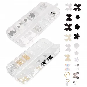 Стразы для ногтей Черные 3D украшения для маникюра, аксессуары, стразы для ногтей, ювелирные изделия, 3D украшения из смолы, 2 коробки - Фото 1