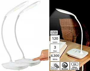 Світлодіодна настільна лампа PEARL Gooseneck 3 Вт COB LED з акумулятором Набір 2 шт. Біла synthetic.ua - Фото 1