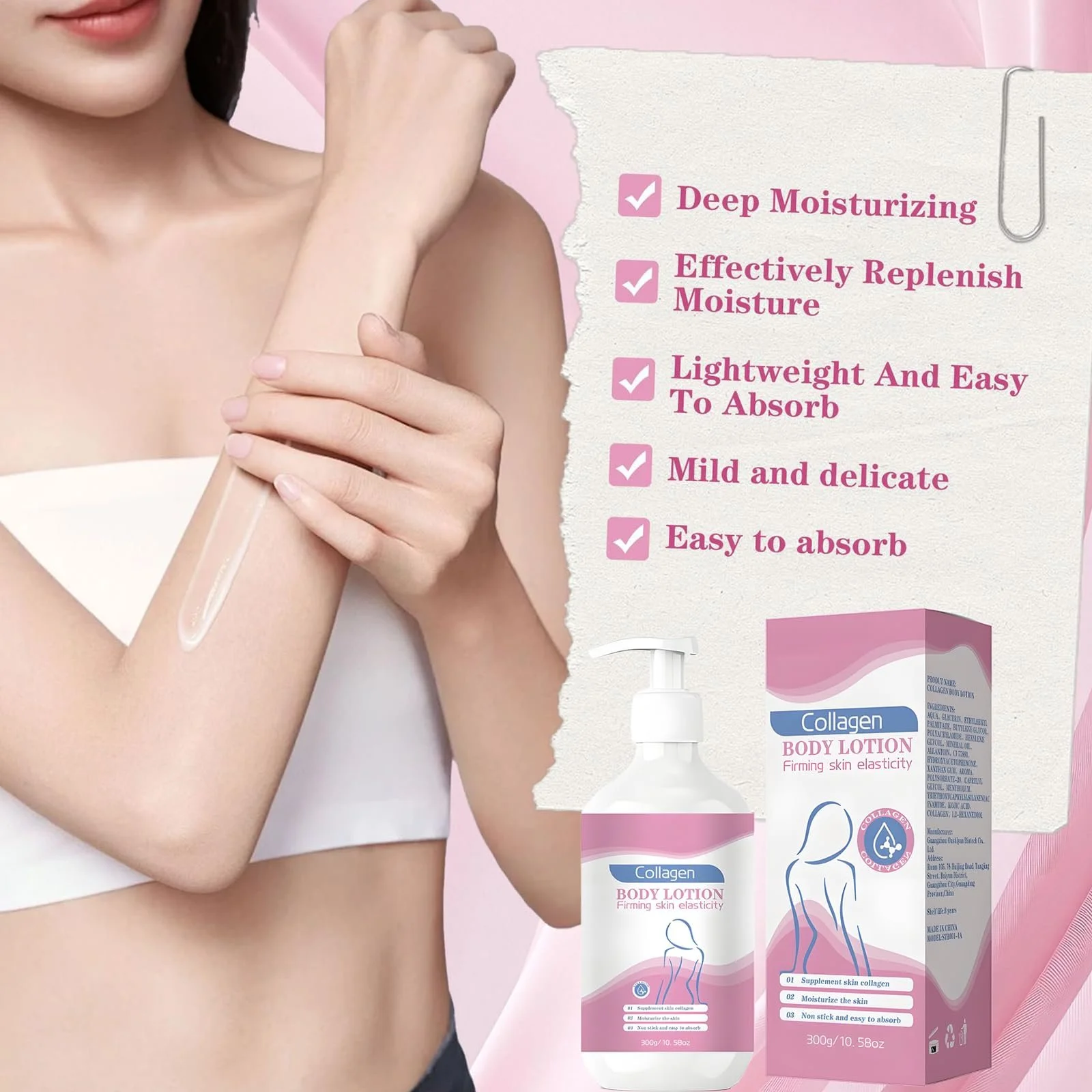 Лосьйон для тіла Collagen K6rperlotion, Інтенсивне відновлення для сухої шкіри, Забезпечує тривале зволоження, фото №4