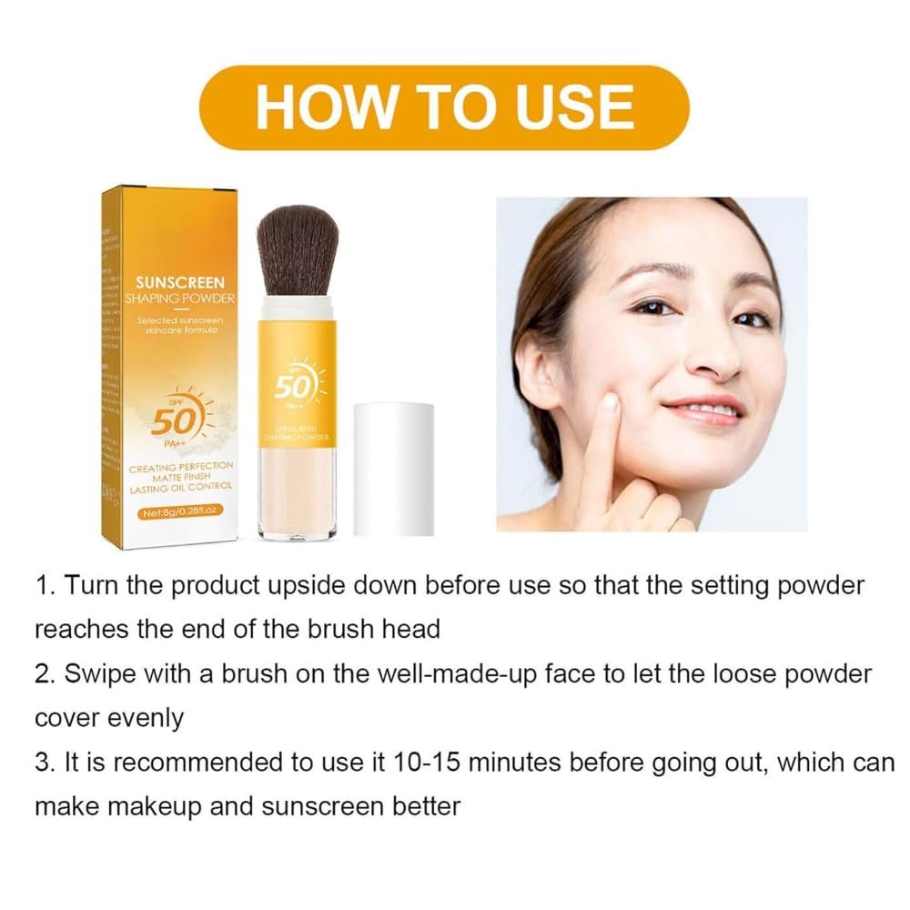 Пудра с кистью SPF 50, матирующая, для контроля жирности, дышащая, для всех типов кожи (3 шт), фото №7