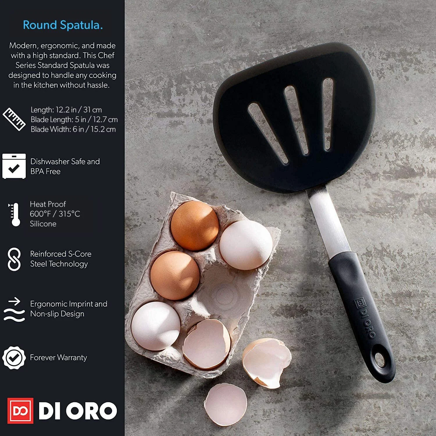 Лопатка DI Oro Chef series силиконовая жаростойкая 315 °C, фото №4