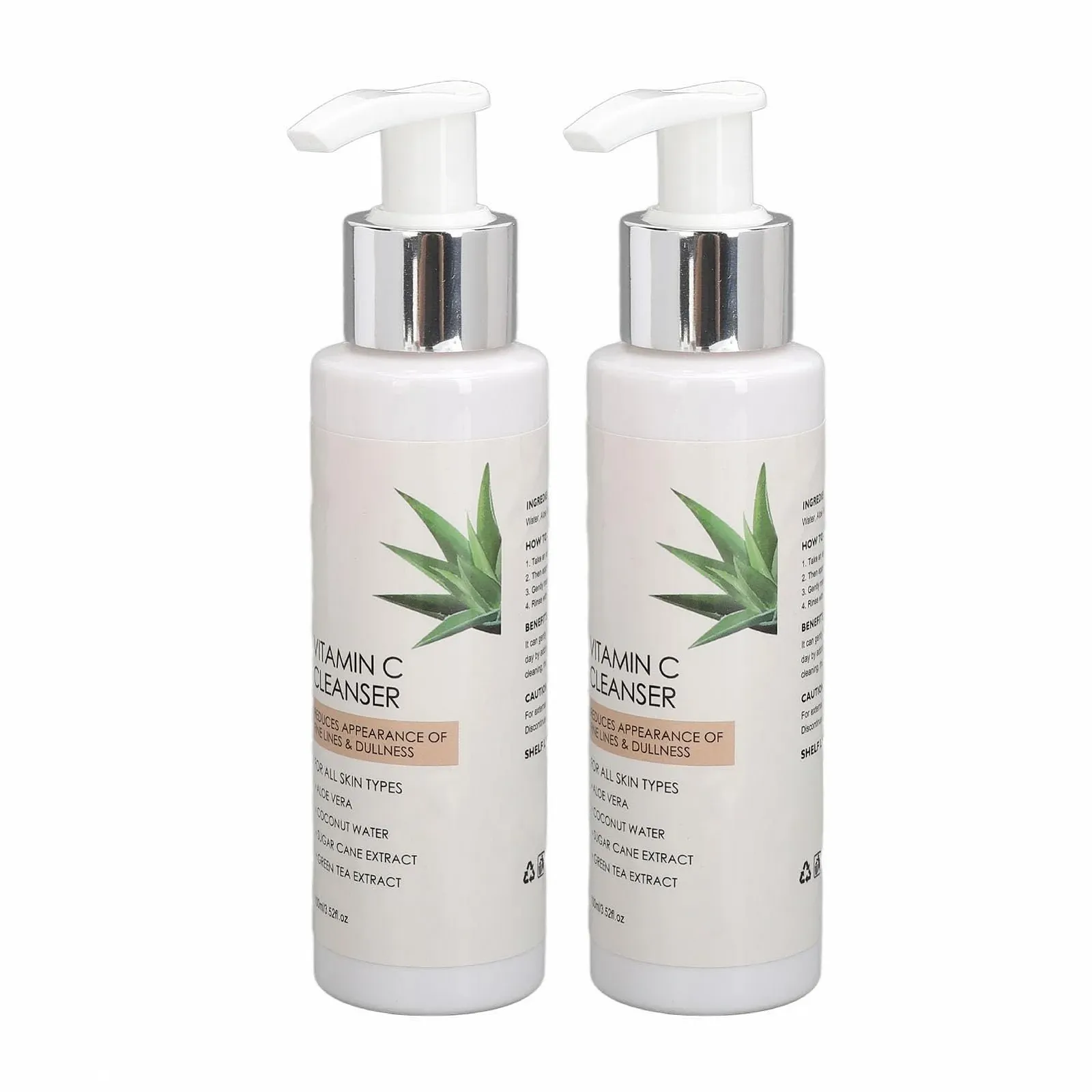 Очищувальний засіб для обличчя Вітамін C, 2 x 100 мл, пінний, зволожуючий, фото №4