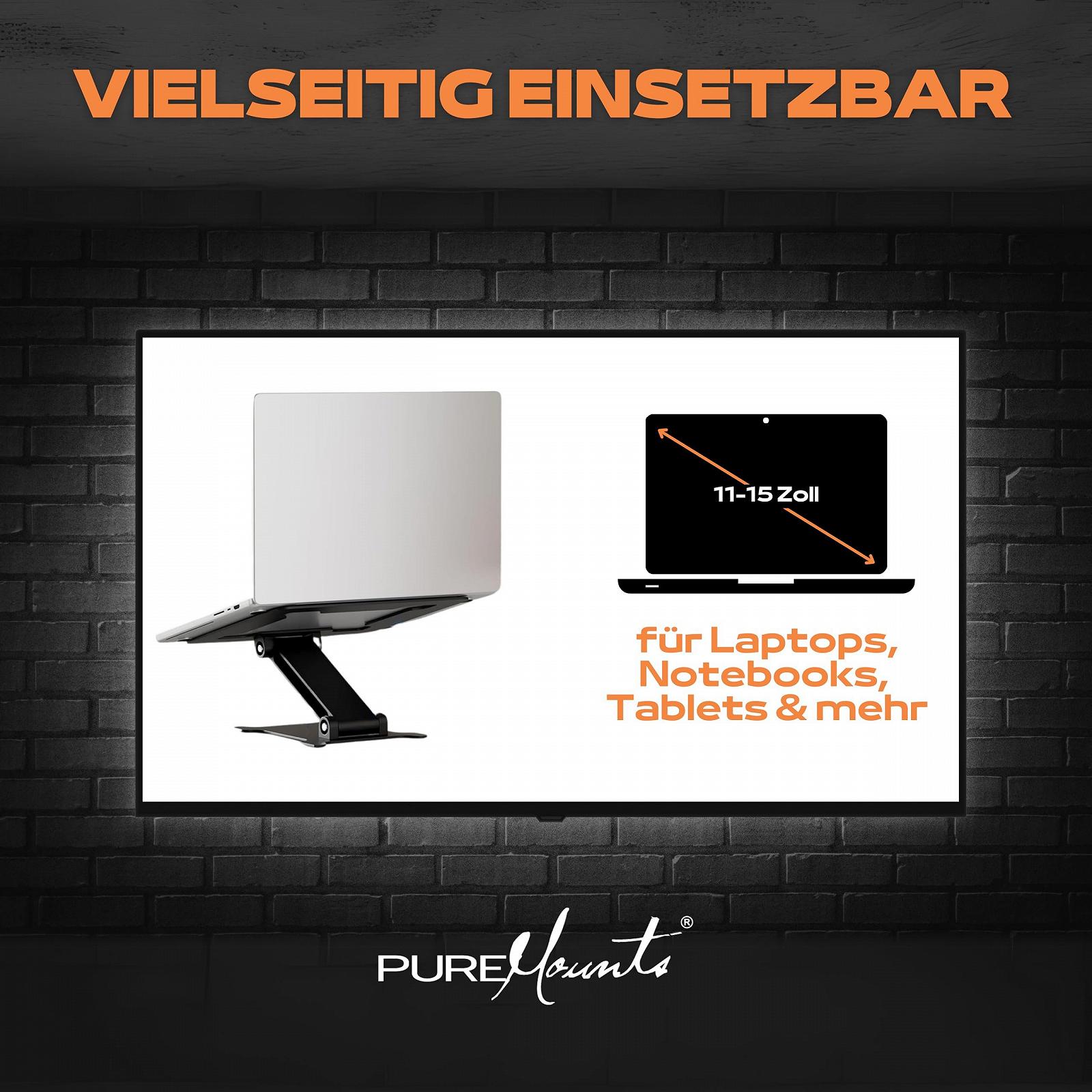 Підставка для ноутбука PureMounts, регульована по висоті, складана та ергономічна, плавно регульована алюмінієва, фото №10
