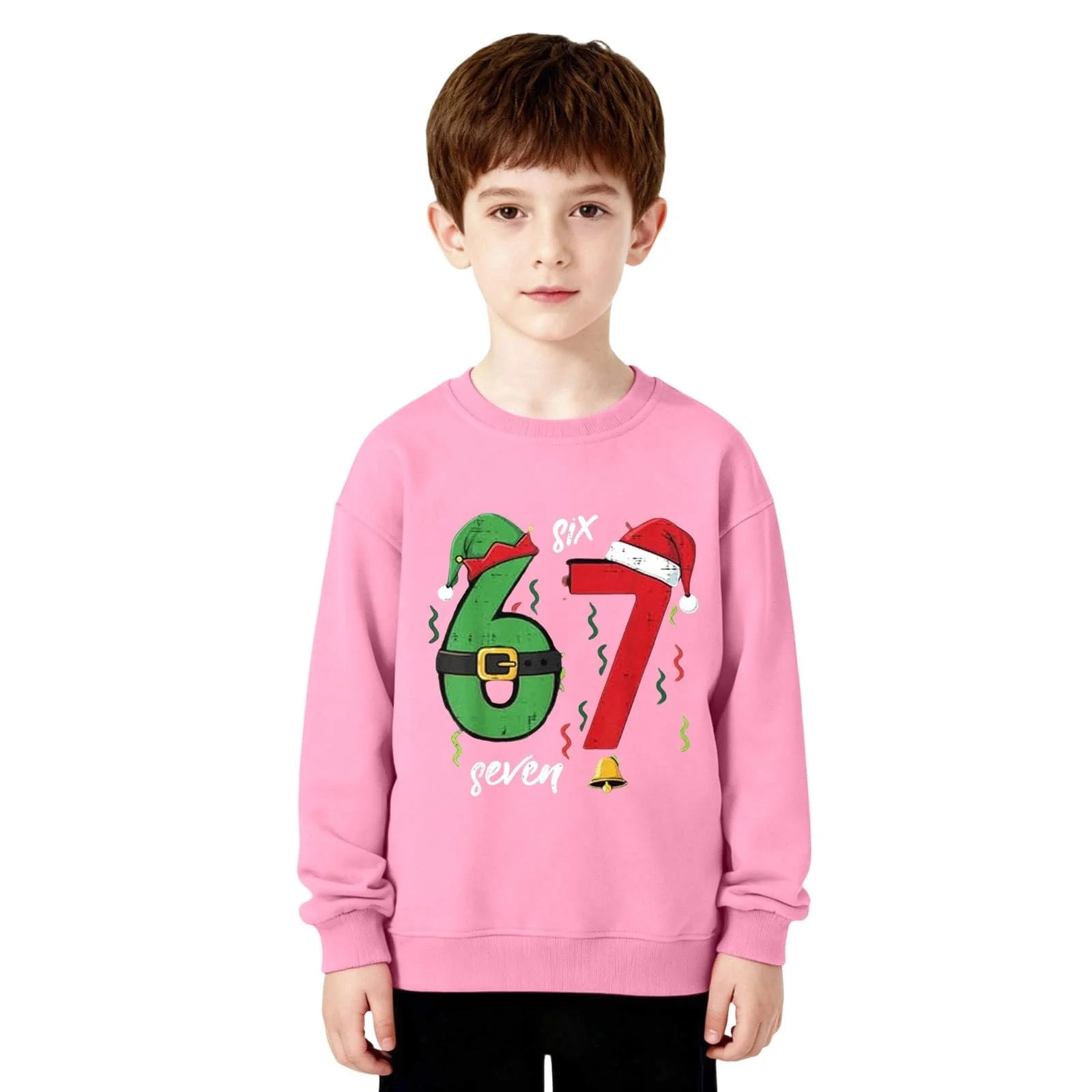 Свитшот 67 Prints, для девочек, размеры 134-176, с капюшоном, мягкий, флисовый, с принтом "67", фото №1