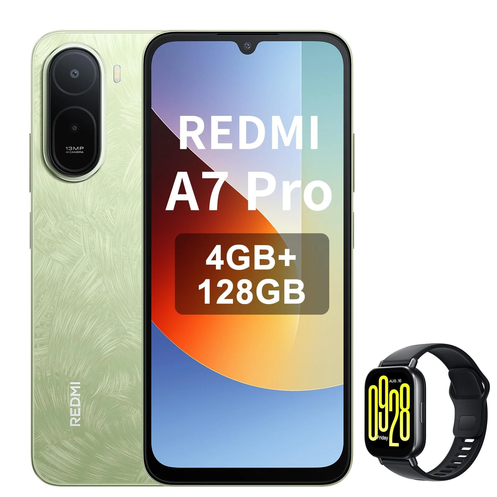 Смартфон XIAOMI Redmi A7 Pro 4/128 ГБ 6.9" 120 Гц HyperOS 3 6000 мАч Palm Green (включает смарт-часы), фото №1 Смартфон XIAOMI Redmi A7 Pro 4/128 ГБ 6.9" 120 Гц HyperOS 3 6000 мАч Palm Green (включает смарт-часы), фото №1