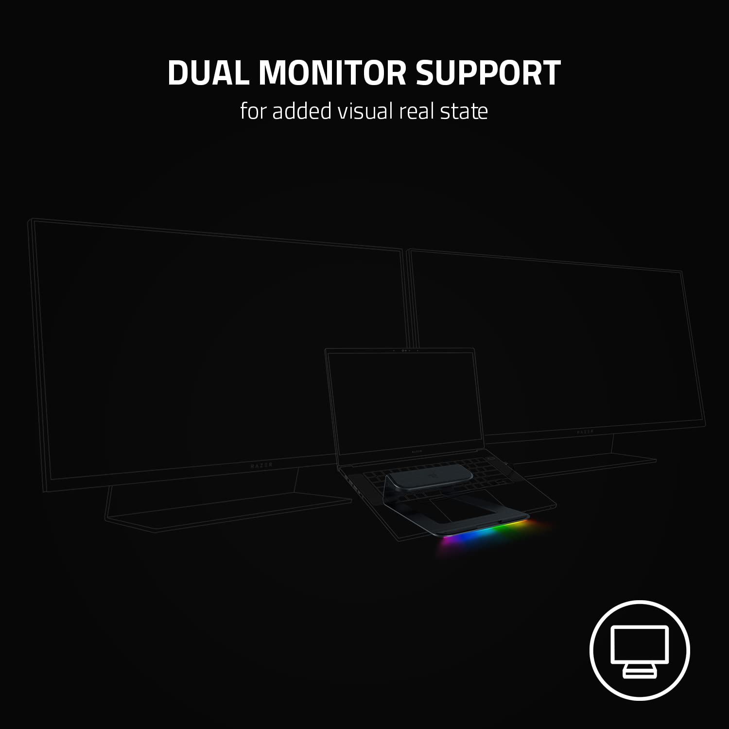 Подставка для ноутбука Razer Chroma V2: Настраиваемая Chroma RGB подсветка - Эргономичный дизайн - Анодированный алюминий - 4 порта USB-C - Матовый черный, фото №6