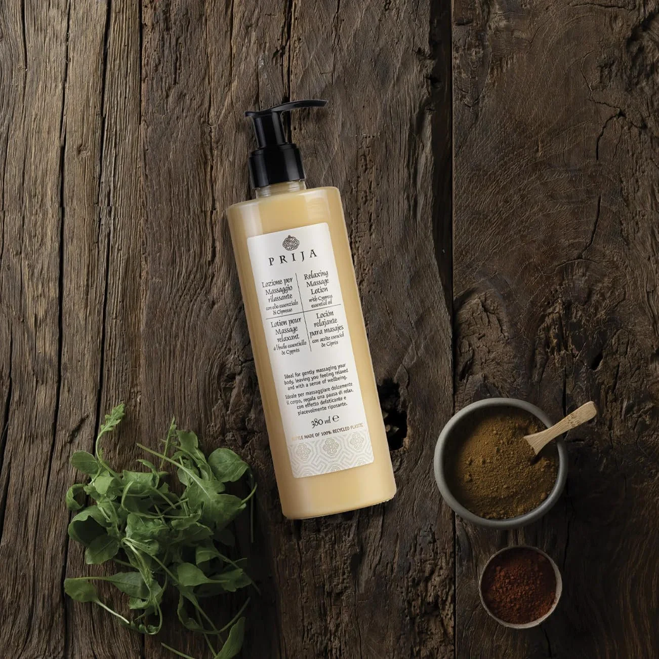 Лосьйон для масажу Prija з алое вера та кипарисовою олією 4 x 380 мл, фото №3