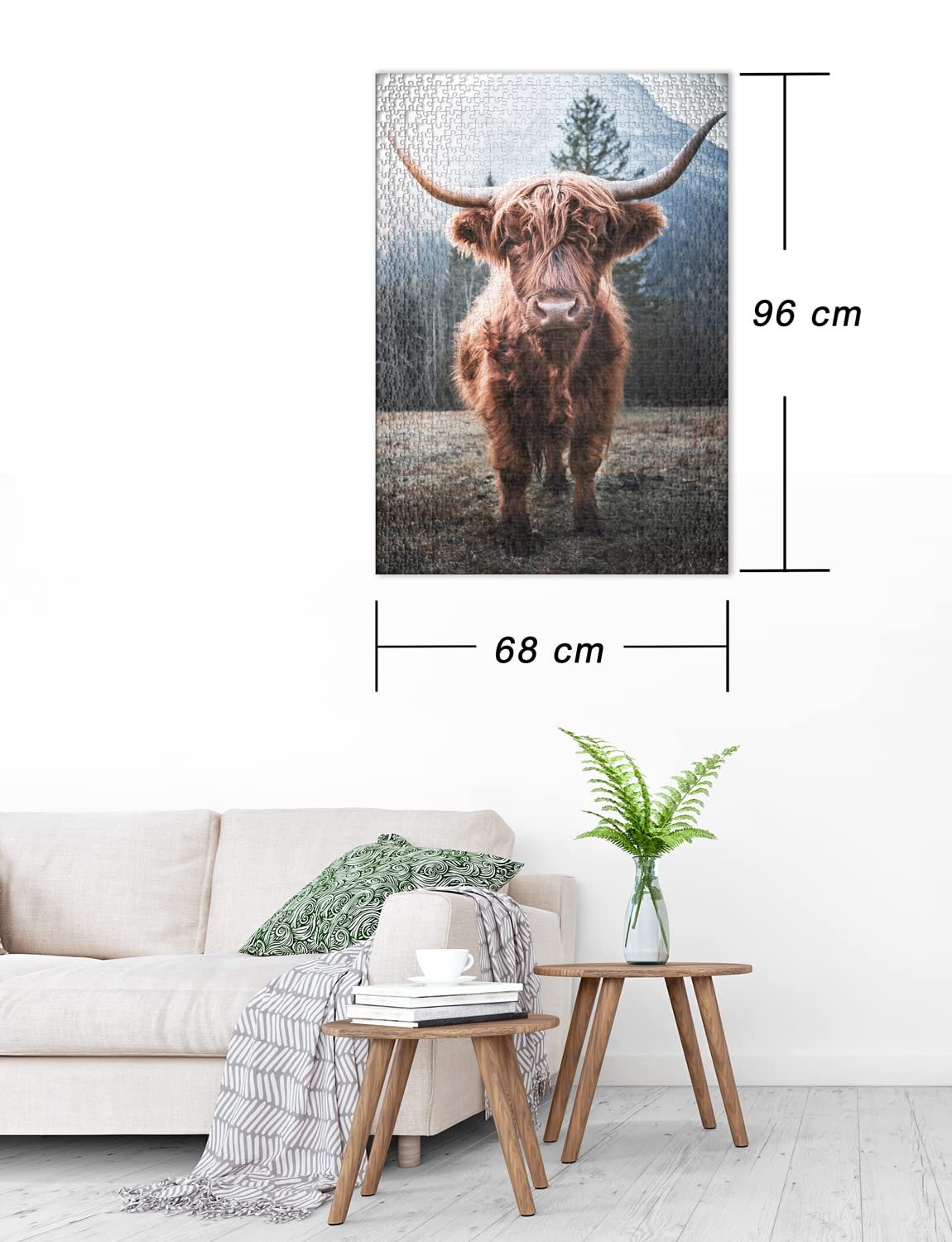 Пазл Ulmer Puzzleschmiede Highland Animal 2000 деталей Мощный высокогорный скот на пастбище на фоне морозных Альп, фото №3