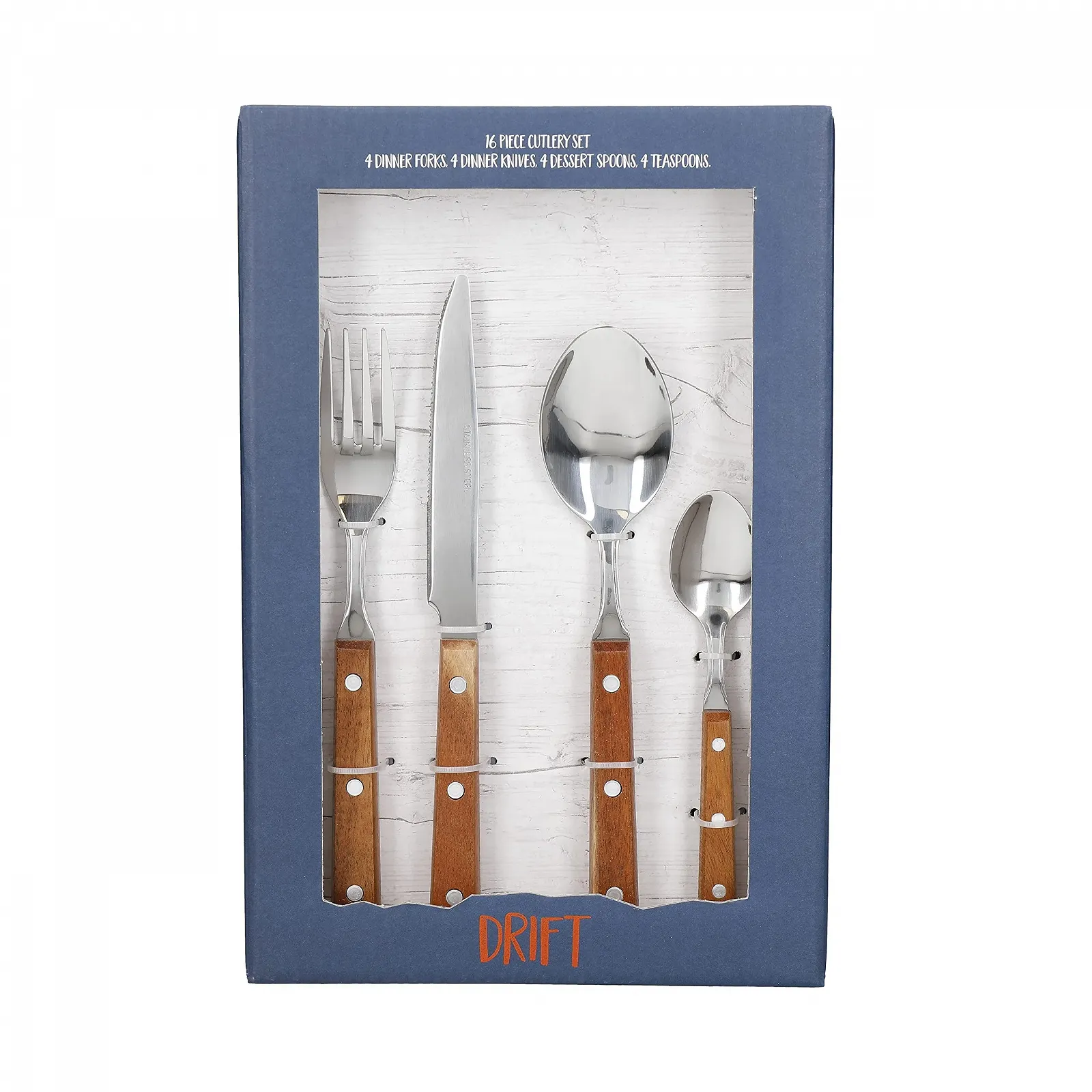 Набір столових приборів Creative Tops Drift з нержавіючої сталі з дерев'яними ручками (16 предметів), фото №5 Набір столових приборів Creative Tops Drift з нержавіючої сталі з дерев'яними ручками (16 предметів), фото №5