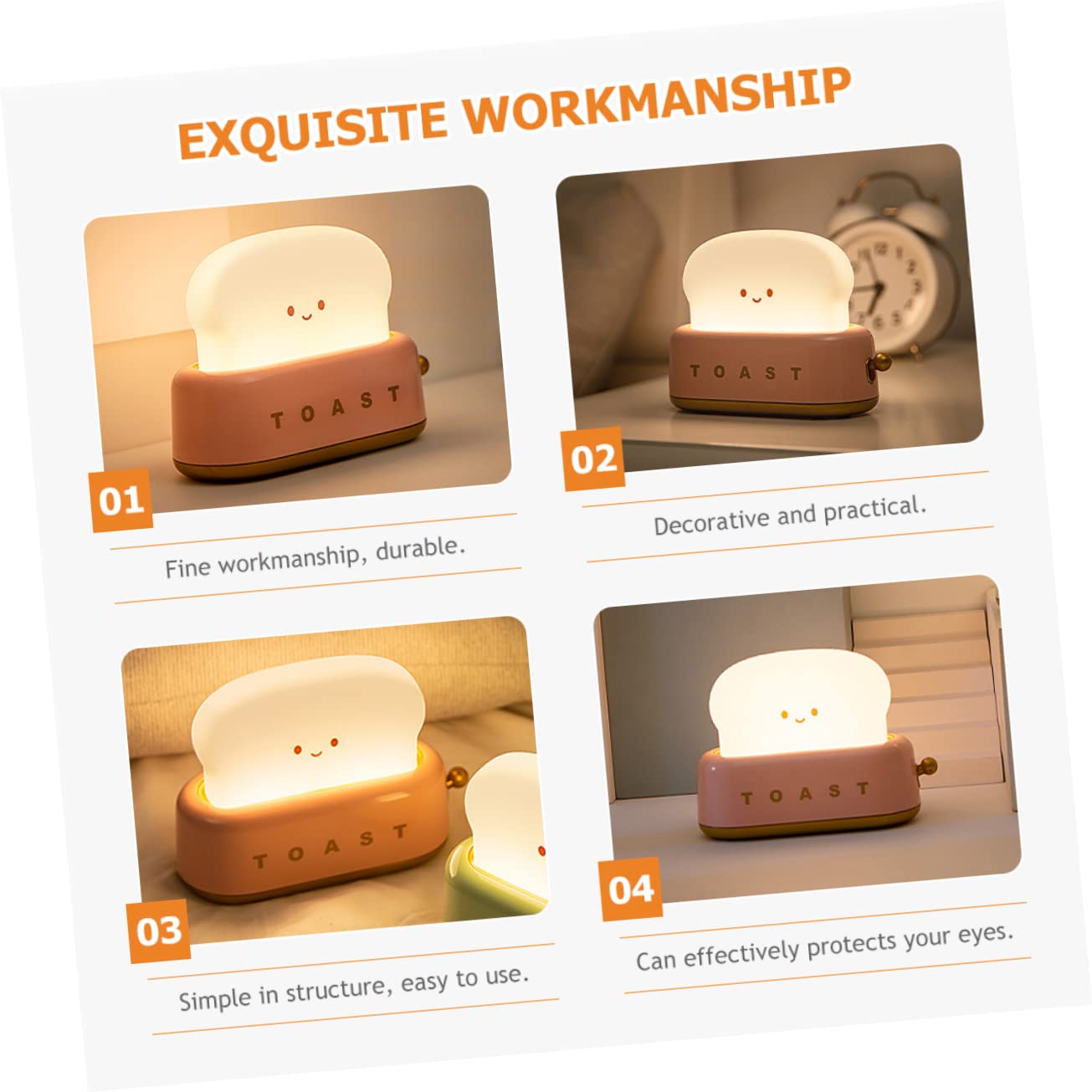 Светильник Housoutil LED Hipc детский USB-зарядка тостер с ночником, фото №2