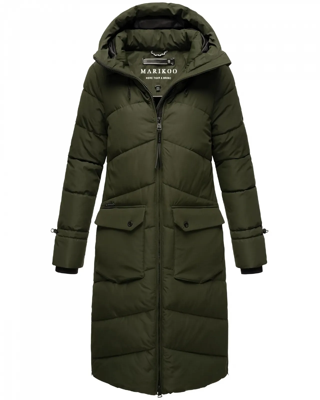 Пальто зимнее MARIKOO Tomomii XVI Женское Теплое стеганое Длинное с капюшоном и разрезами, фото №4