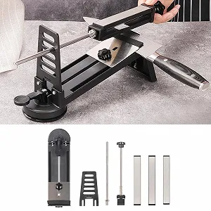 Точило для ножів професійна з нержавіючої сталі з регулюванням кута та набором каменів (A) synthetic.ua - Фото 1