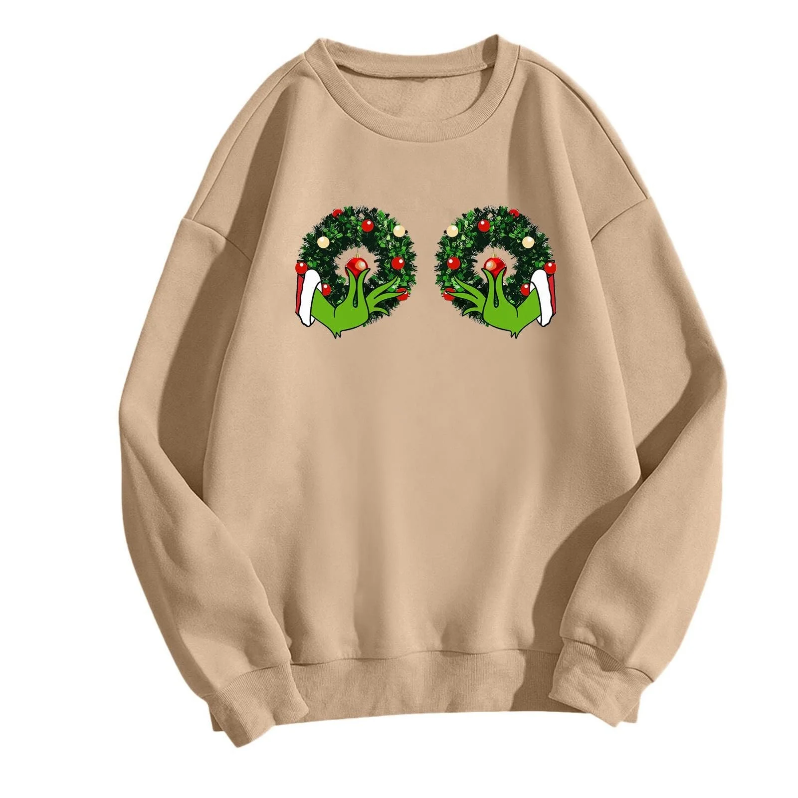 Рождественский джемпер BHXUTK Женский пуловер с длинными рукавами Рождественская женская толстовка Рождественская футболка Женская с длинными рукавами с рождественским мотивом Большие размеры Рождественская футболка для женщин Девочек-подростков, фото №3