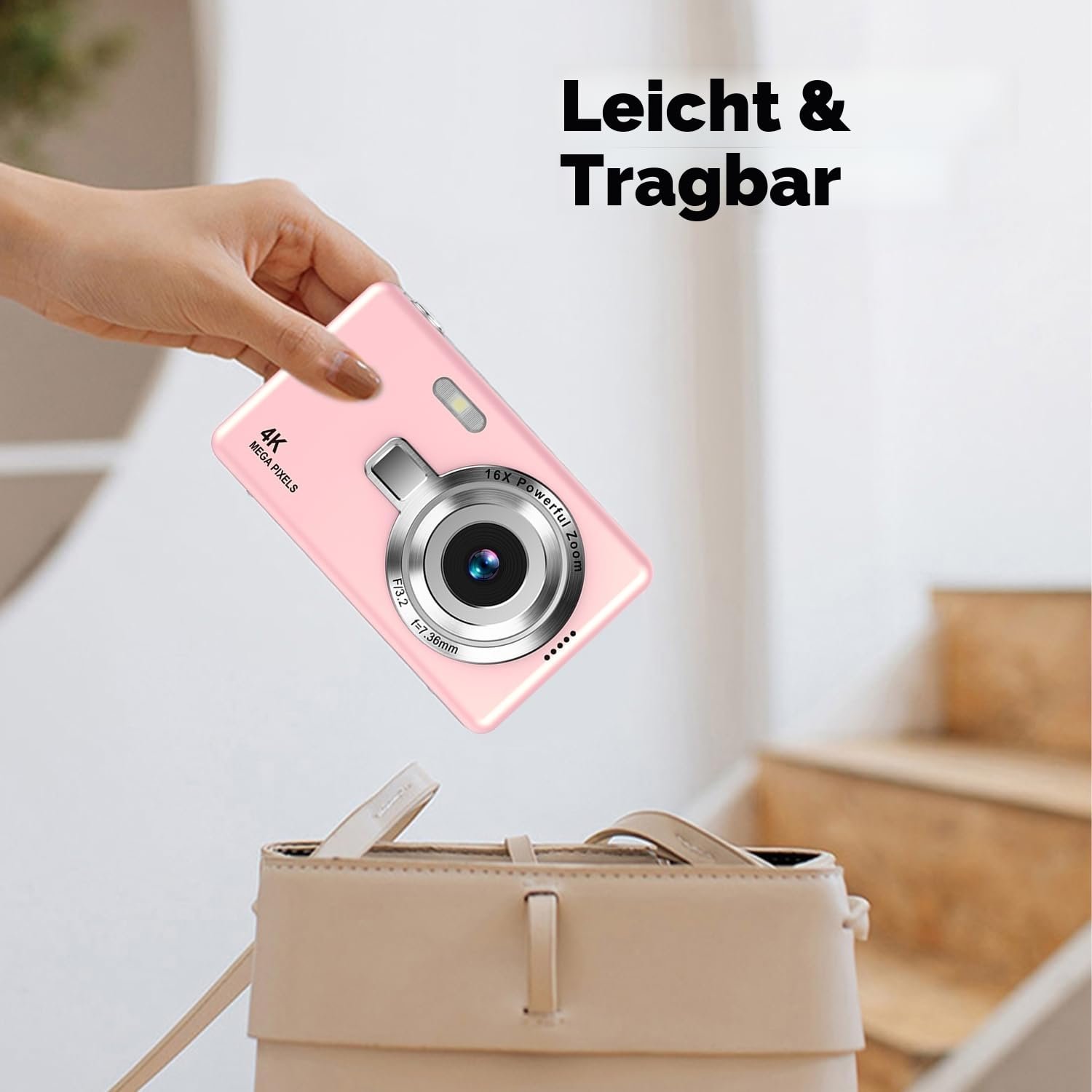 Цифрова фотокамера UHD 4K 50MP 32GB SD 16X Digital Zoom Pink, фото №5