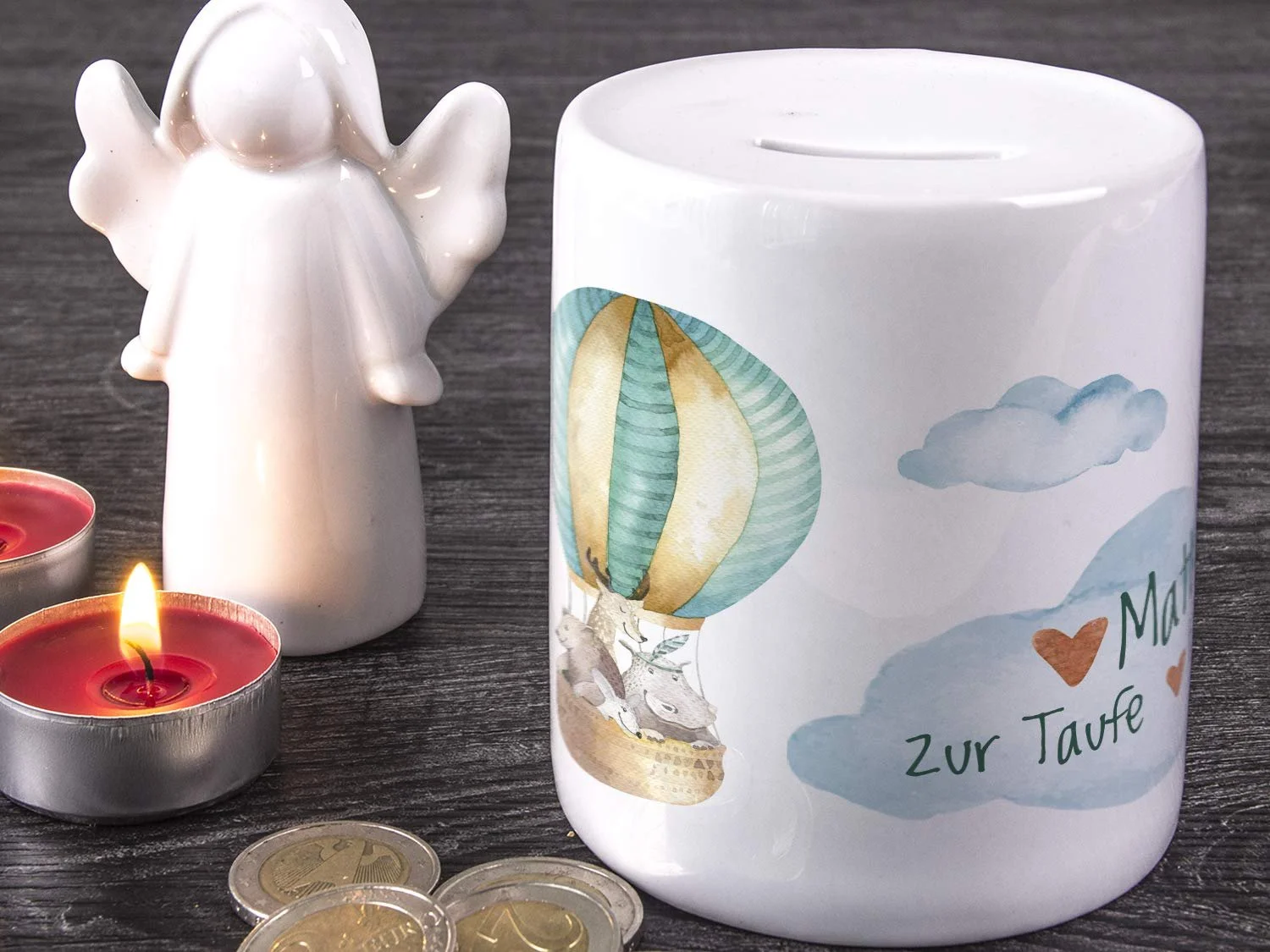 Скарбничка GRAZDesign Hot Air Balloon персоналізована керамічна, фото №4