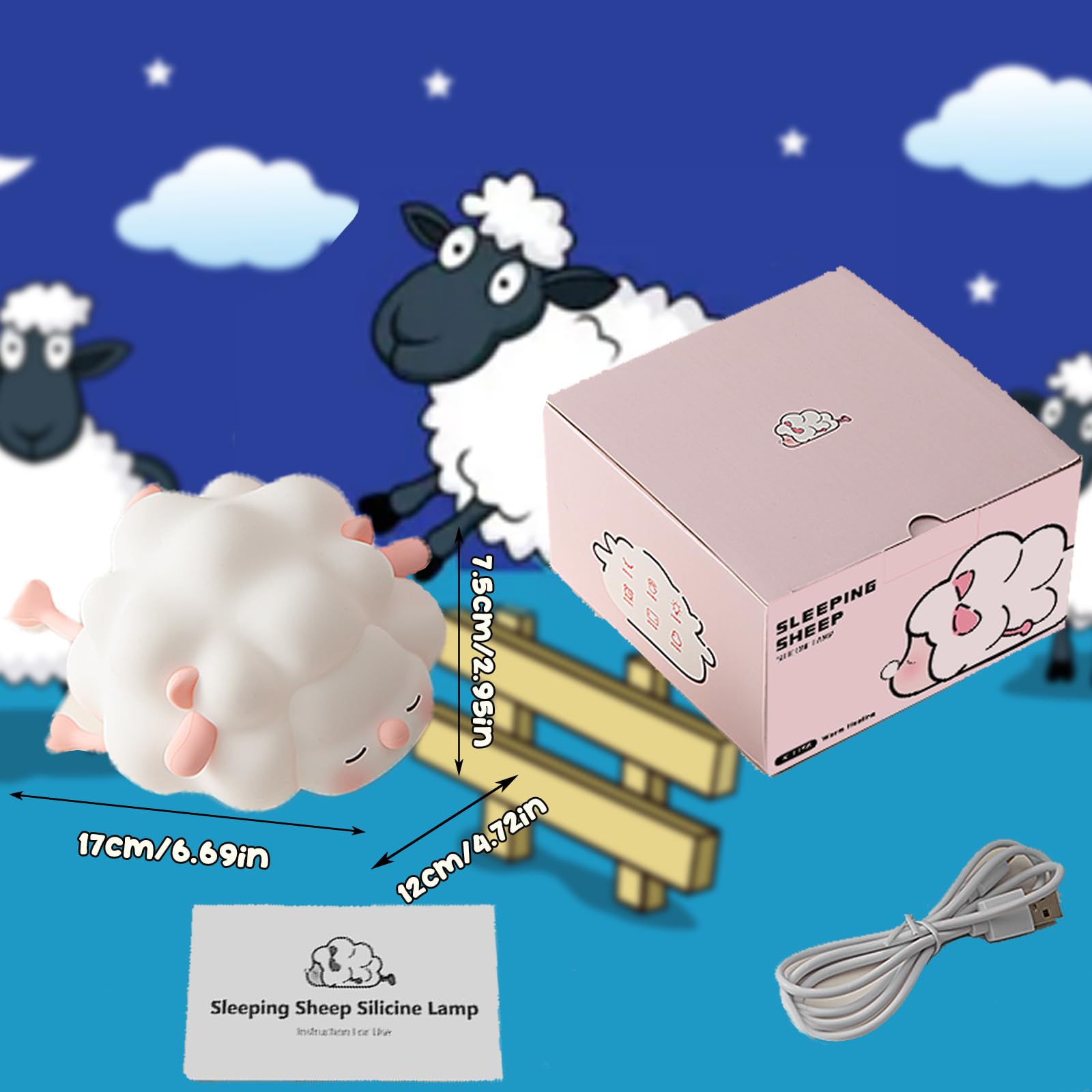 Нічник XRR EAAERR Kawaii Дитячий Силіконовий З диммером Touch USB LED (рожевий), фото №6