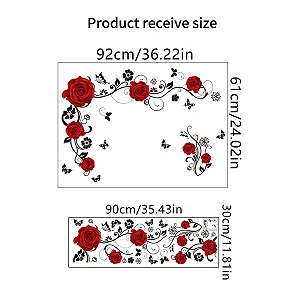 Наклейка на стіну Red Roses Flower Tendril Butterfly самоклеюча synthetic.ua - Фото 1