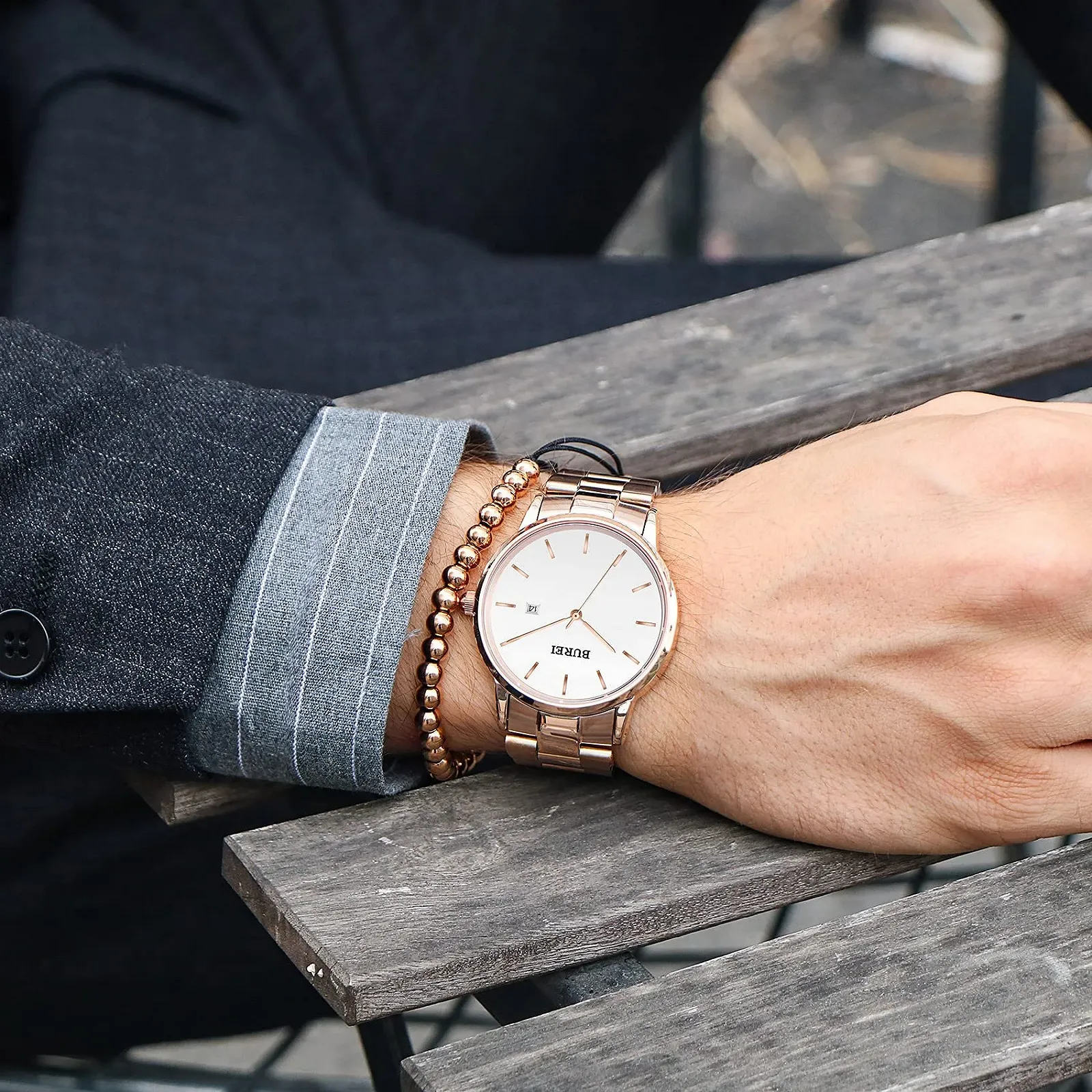 Часы BUREI Кварцевые Мужские Наручные Минималистичные Аналоговые Водонепроницаемые с Датой, фото №4 Часы BUREI Кварцевые Мужские Наручные Минималистичные Аналоговые Водонепроницаемые с Датой, фото №4