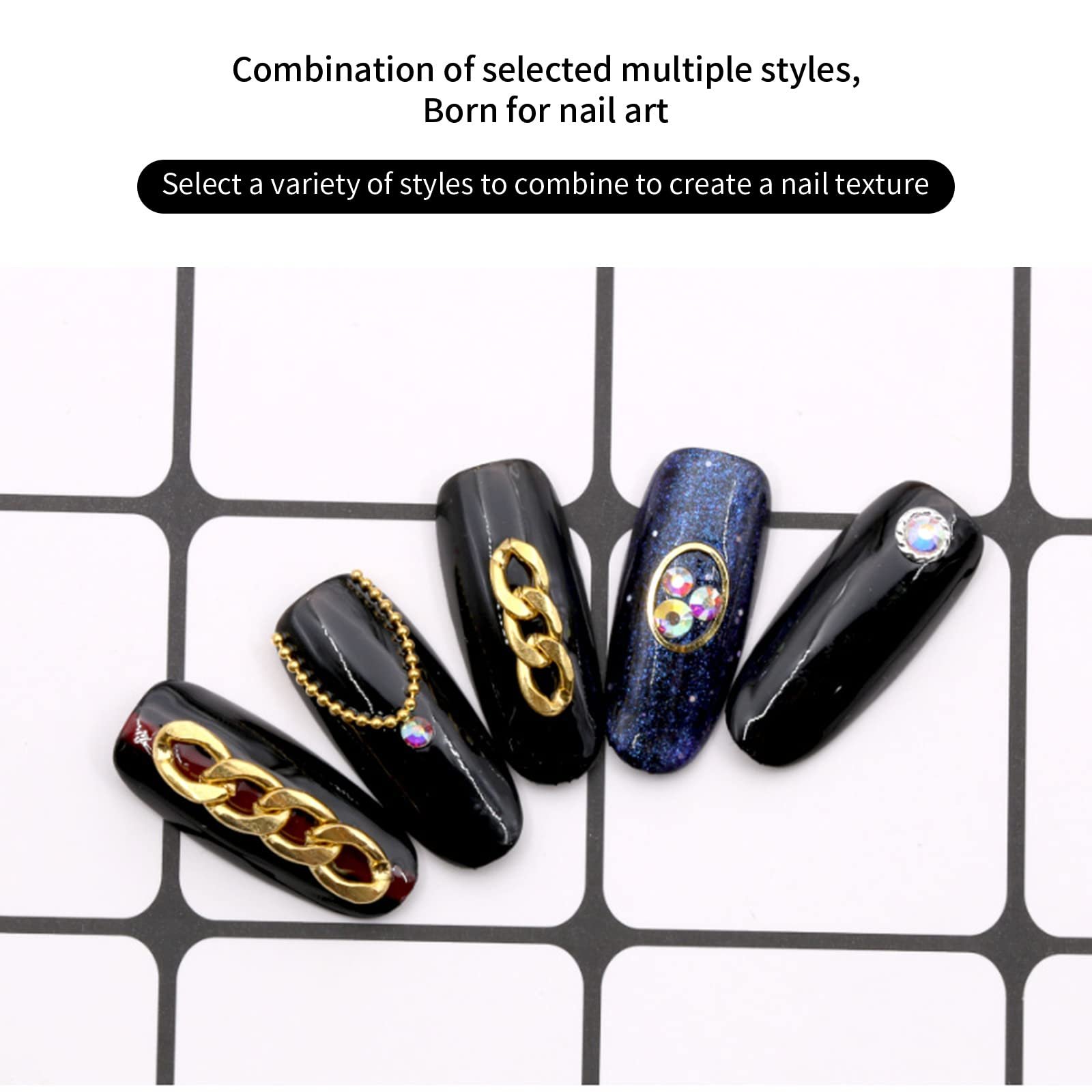 Стрази для нігтів Twist Chain 1Box Срібний, фото №8